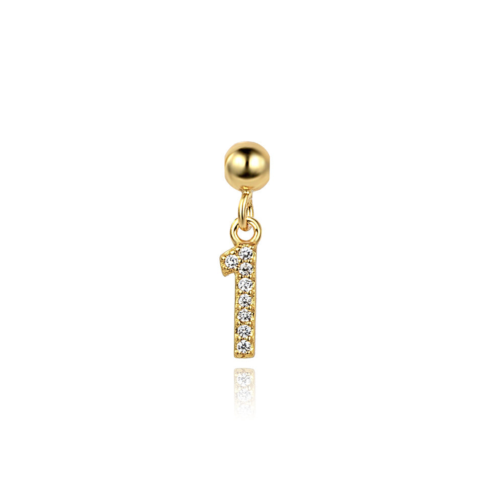925 Sterling Silver Pave CZ Number Novelty Charm Pendant 90200105