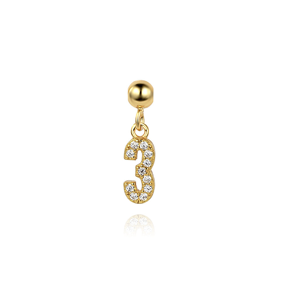 925 Sterling Silver Pave CZ Number Novelty Charm Pendant 90200105