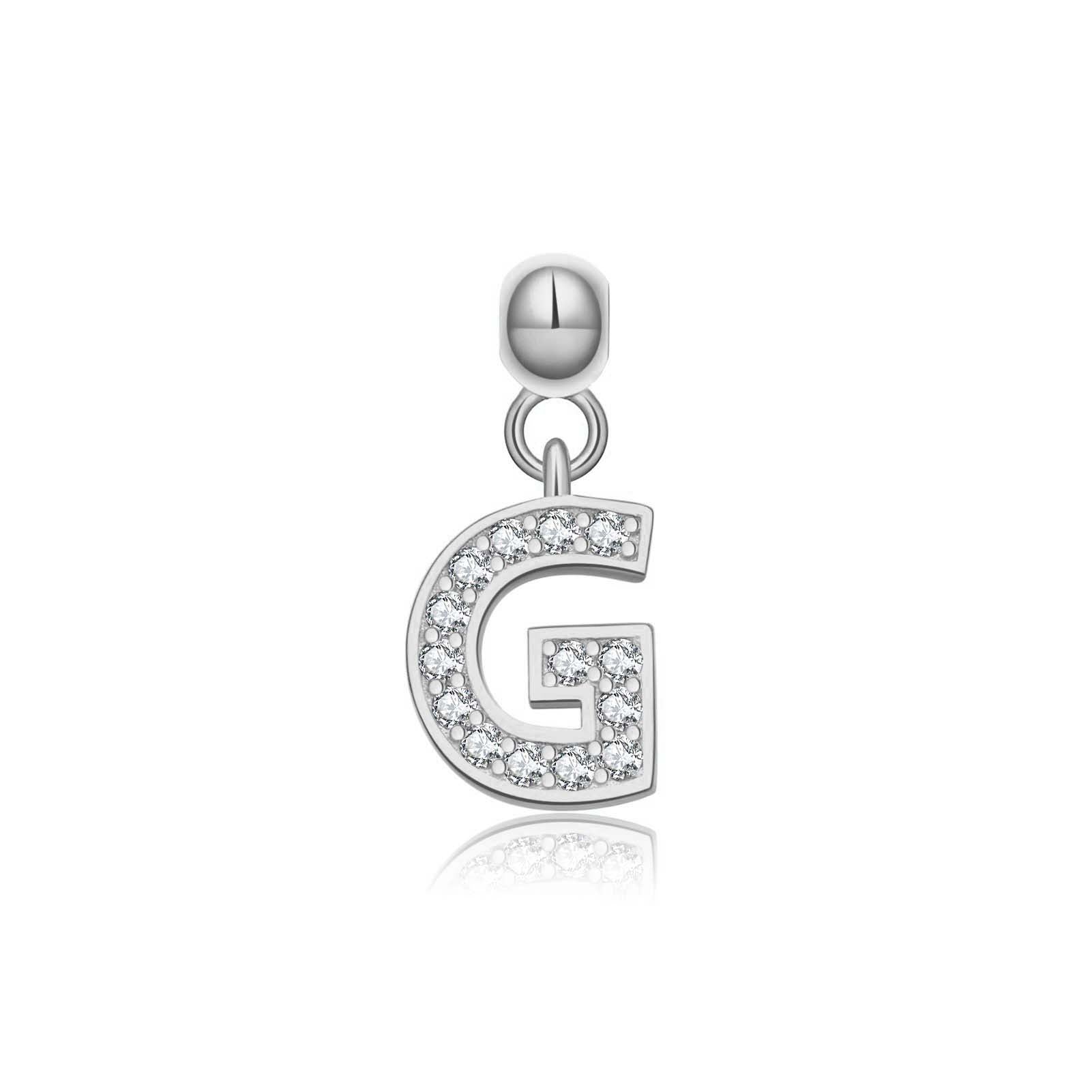 925 Sterling Silver Pave CZ Initial Letter Charm Pendant 90200107