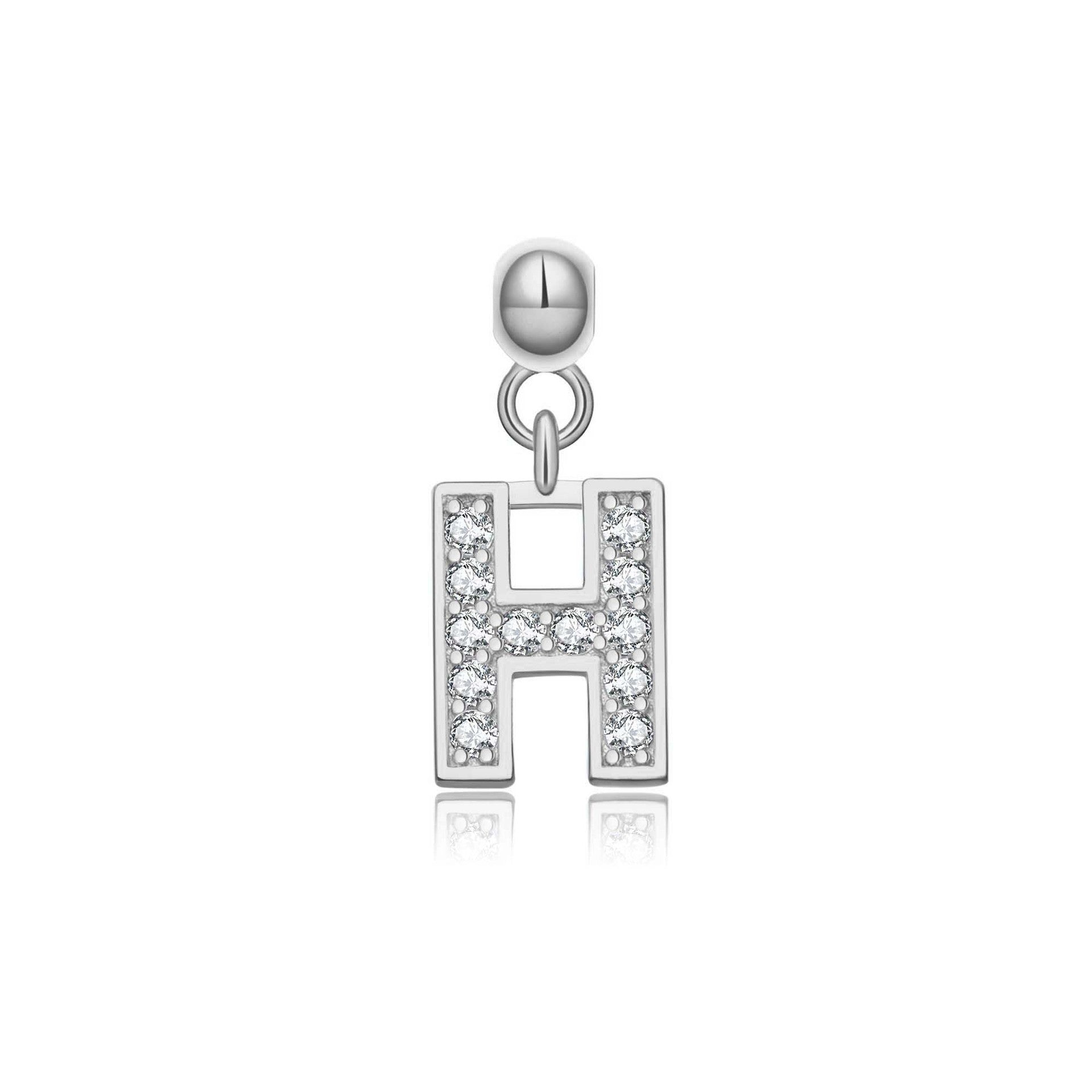 925 Sterling Silver Pave CZ Initial Letter Charm Pendant 90200107