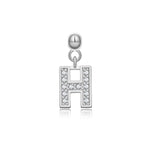 925 Sterling Silver Pave CZ Initial Letter Charm Pendant 90200107