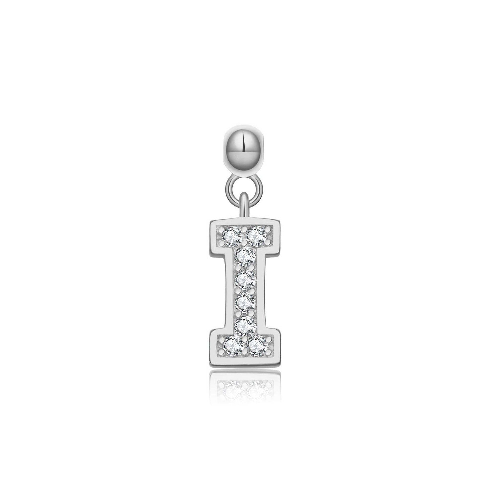 925 Sterling Silver Pave CZ Initial Letter Charm Pendant 90200107