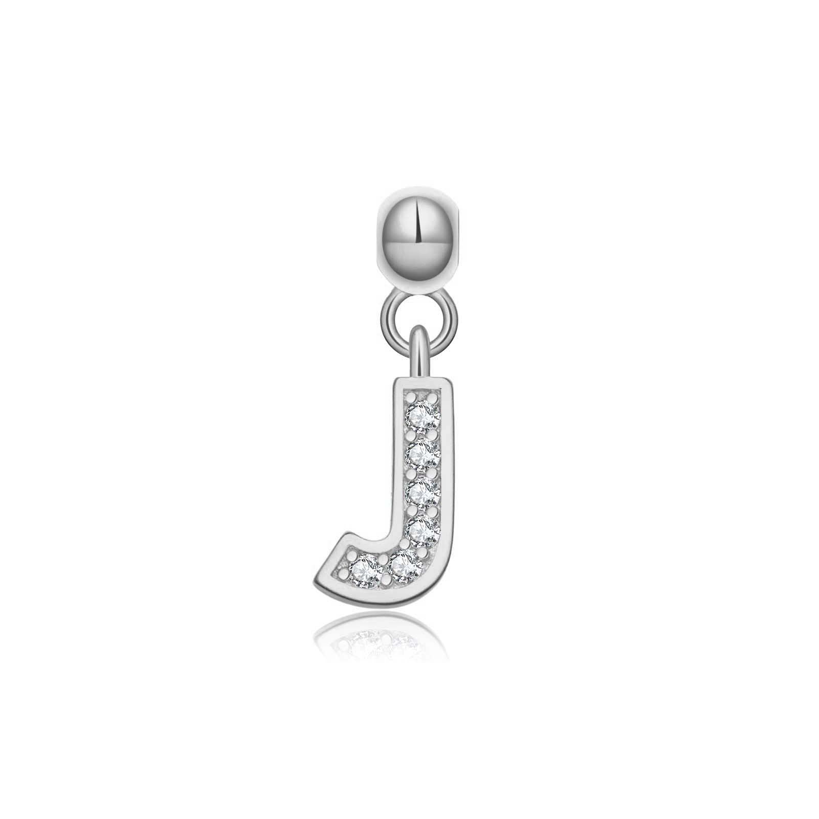 925 Sterling Silver Pave CZ Initial Letter Charm Pendant 90200107