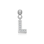 925 Sterling Silver Pave CZ Initial Letter Charm Pendant 90200107