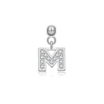 925 Sterling Silver Pave CZ Initial Letter Charm Pendant 90200107