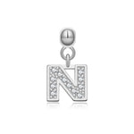 925 Sterling Silver Pave CZ Initial Letter Charm Pendant 90200107