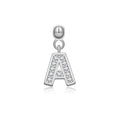 925 Sterling Silver Pave CZ Initial Letter Charm Pendant 90200107