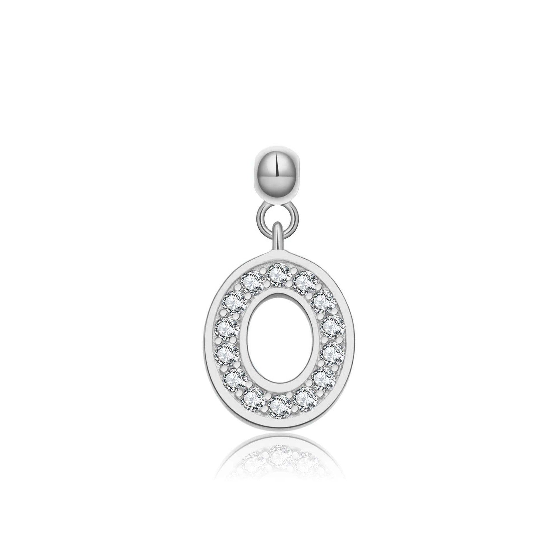 925 Sterling Silver Pave CZ Initial Letter Charm Pendant 90200107