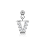 925 Sterling Silver Pave CZ Initial Letter Charm Pendant 90200107