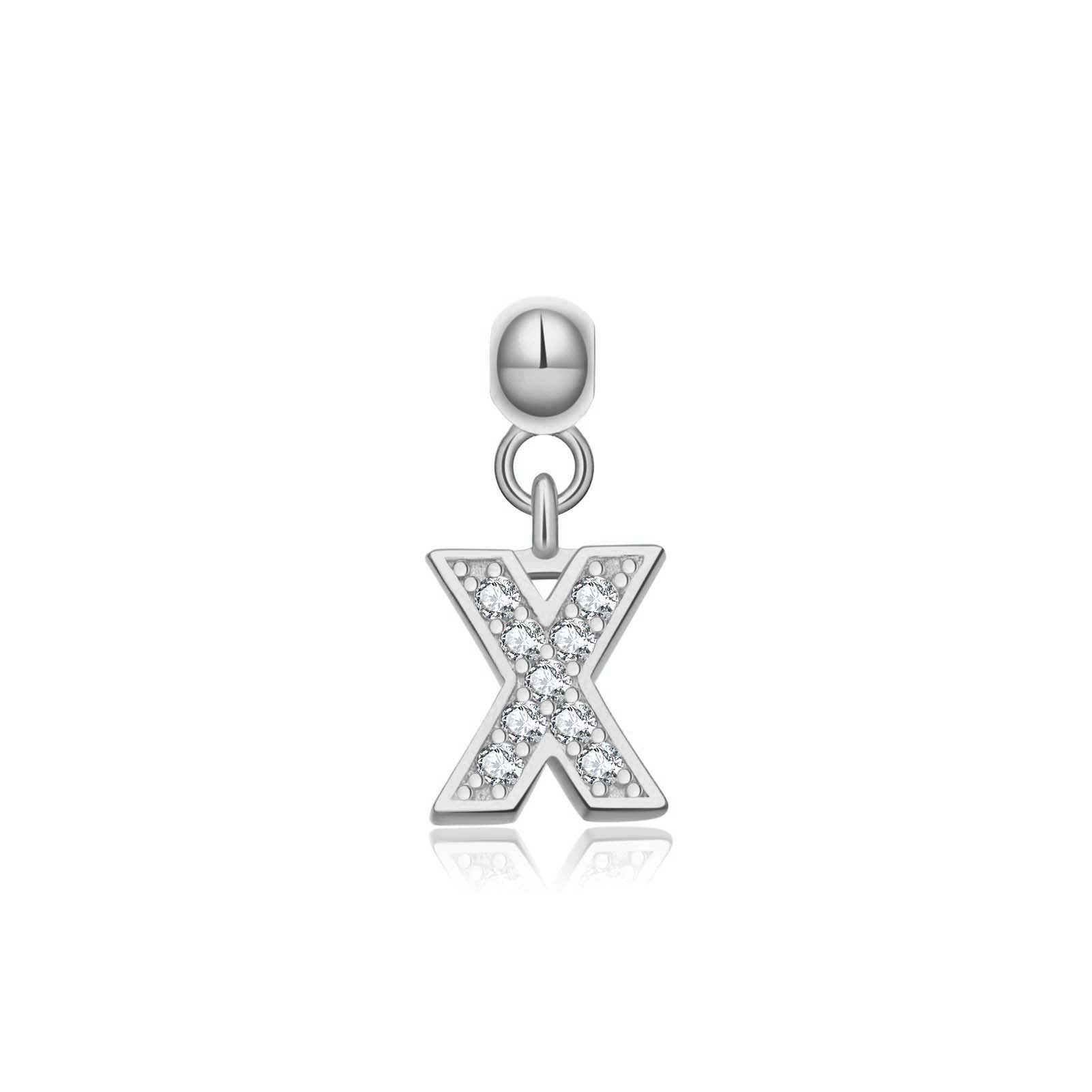 925 Sterling Silver Pave CZ Initial Letter Charm Pendant 90200107