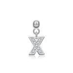 925 Sterling Silver Pave CZ Initial Letter Charm Pendant 90200107