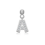925 Sterling Silver Pave CZ Initial Letter Charm Pendant 90200107