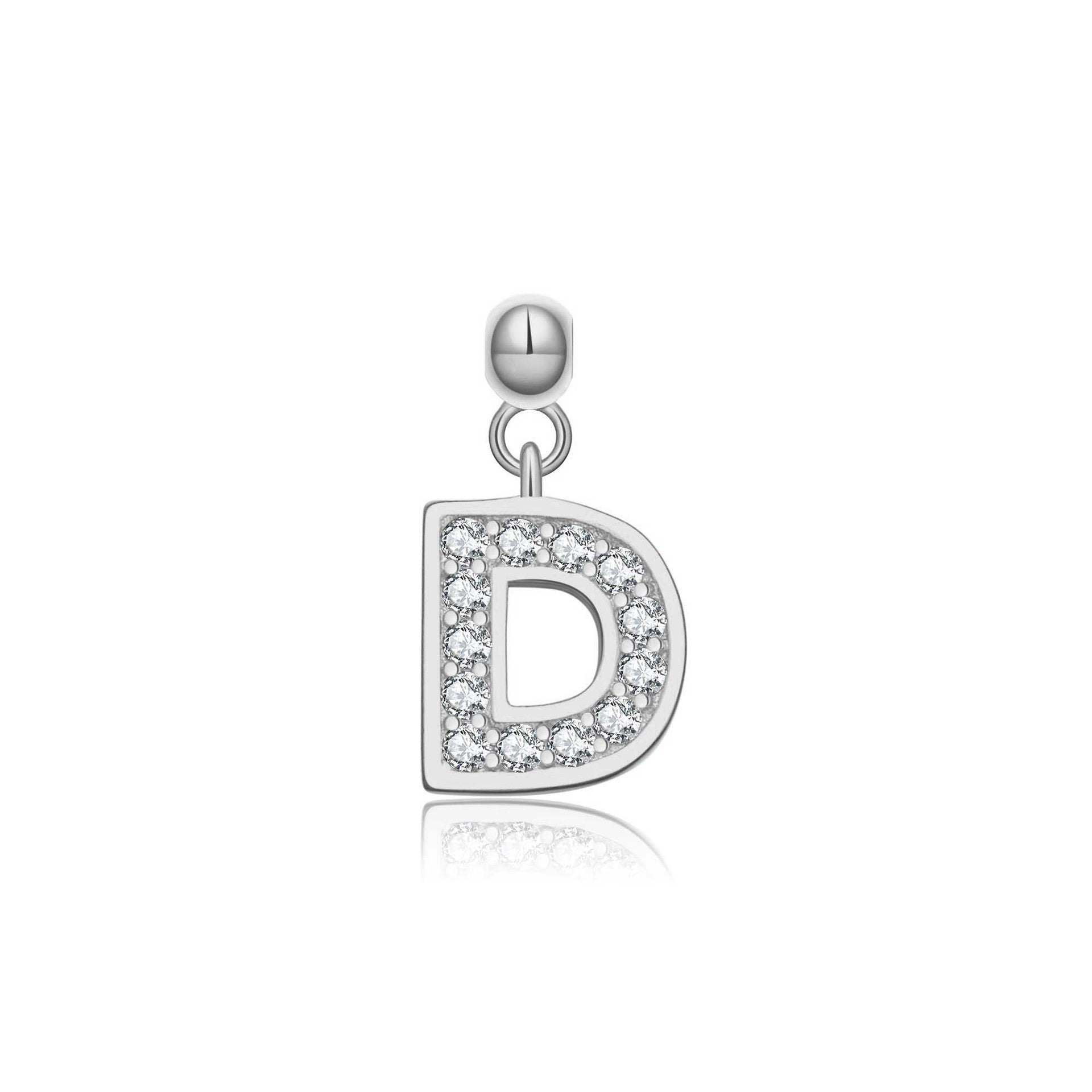 925 Sterling Silver Pave CZ Initial Letter Charm Pendant 90200107