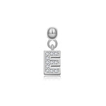 925 Sterling Silver Pave CZ Initial Letter Charm Pendant 90200107