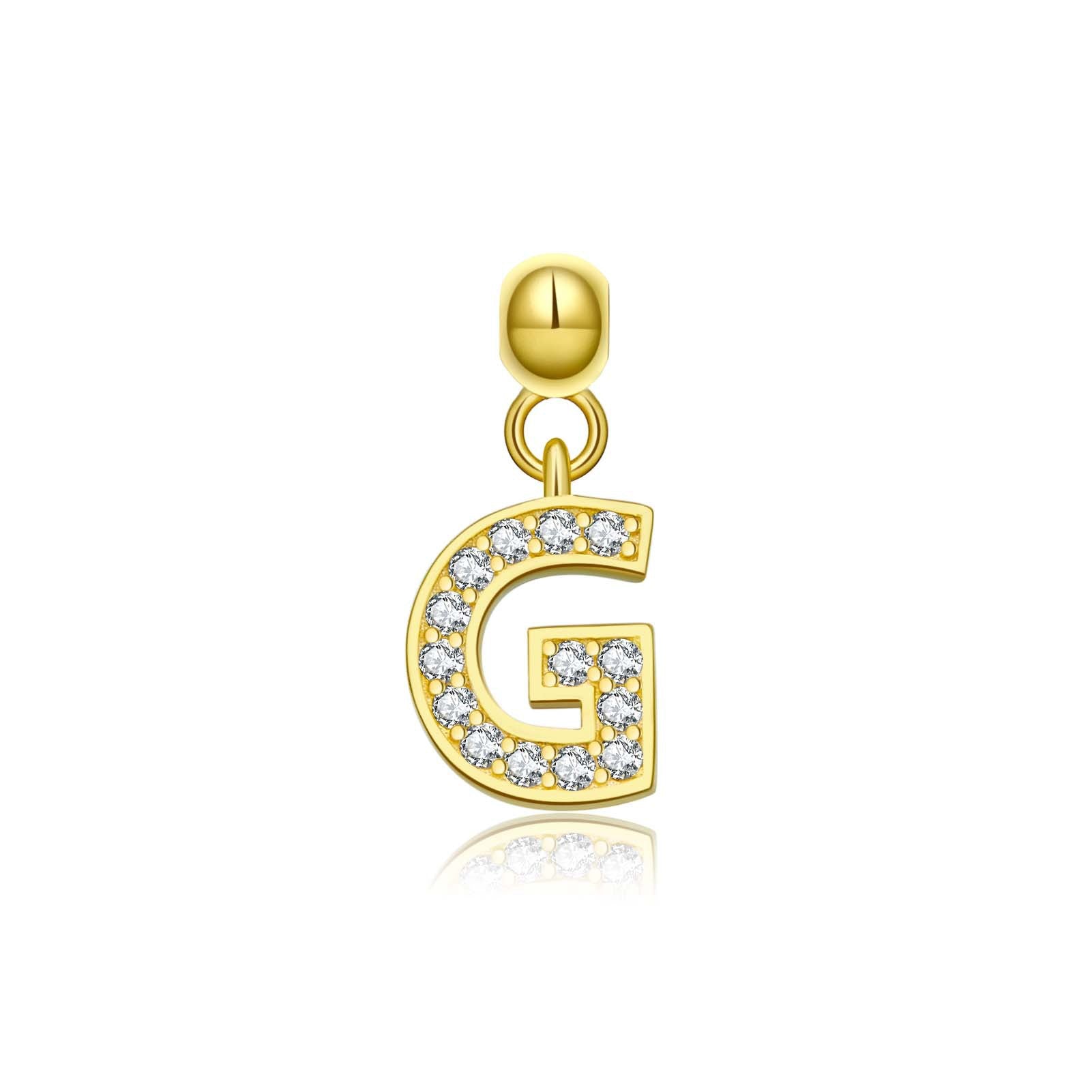 925 Sterling Silver CZ Initial Letter Charm Pendant 90200106