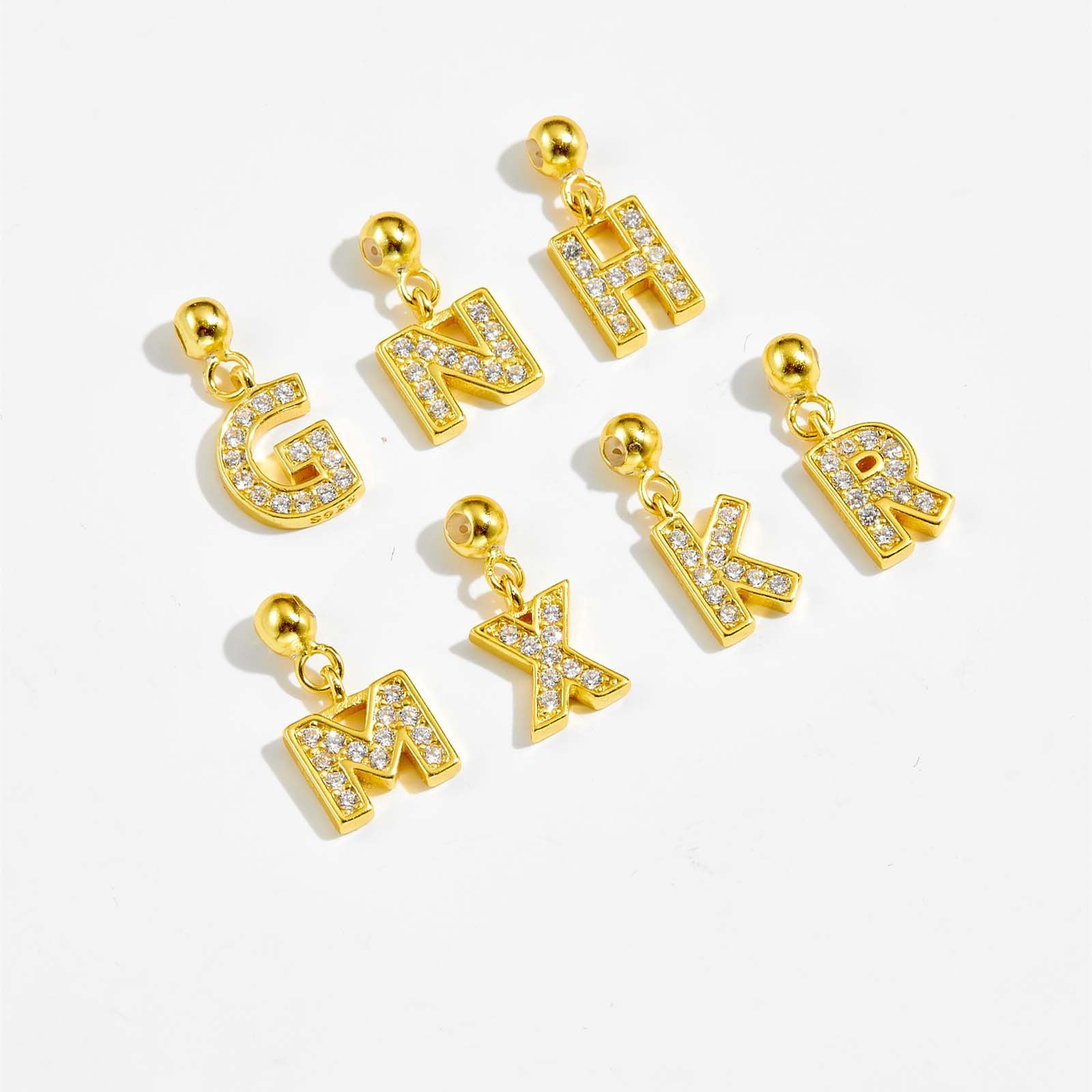 925 Sterling Silver CZ Initial Letter Charm Pendant 90200106