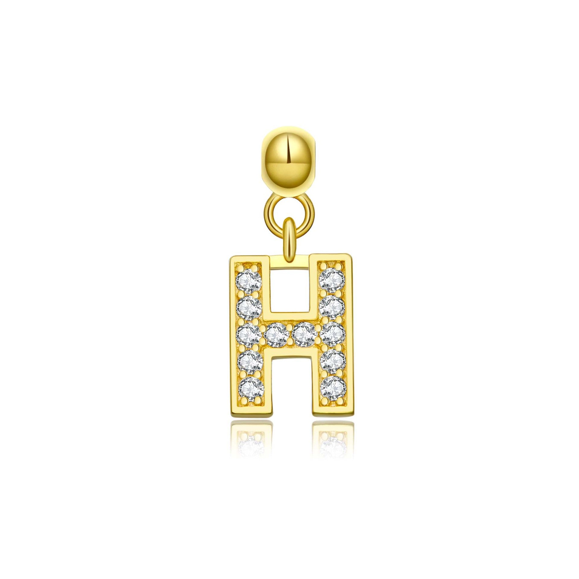 925 Sterling Silver CZ Initial Letter Charm Pendant 90200106
