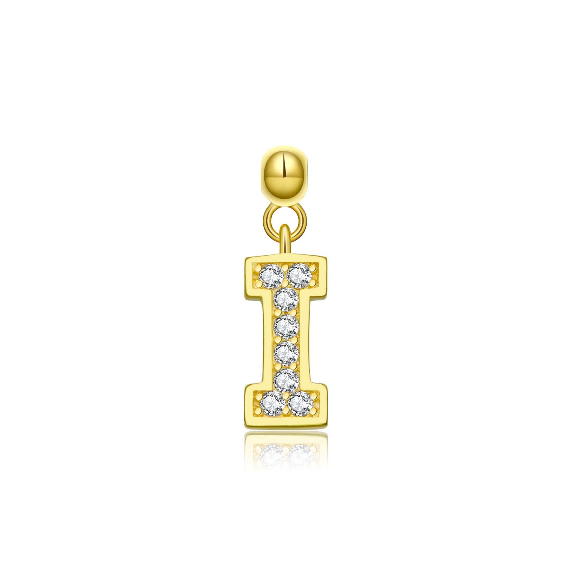 925 Sterling Silver CZ Initial Letter Charm Pendant 90200106