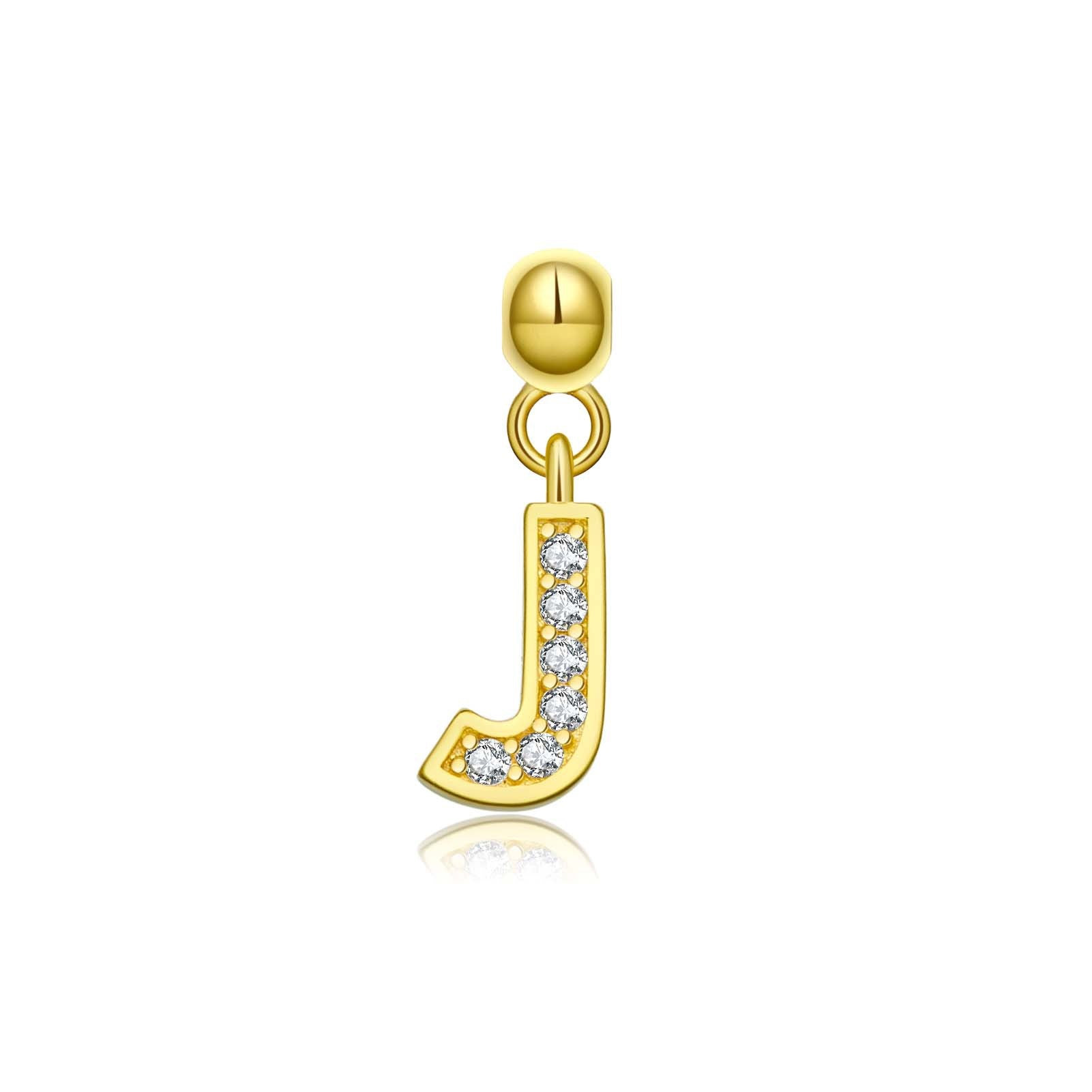925 Sterling Silver CZ Initial Letter Charm Pendant 90200106