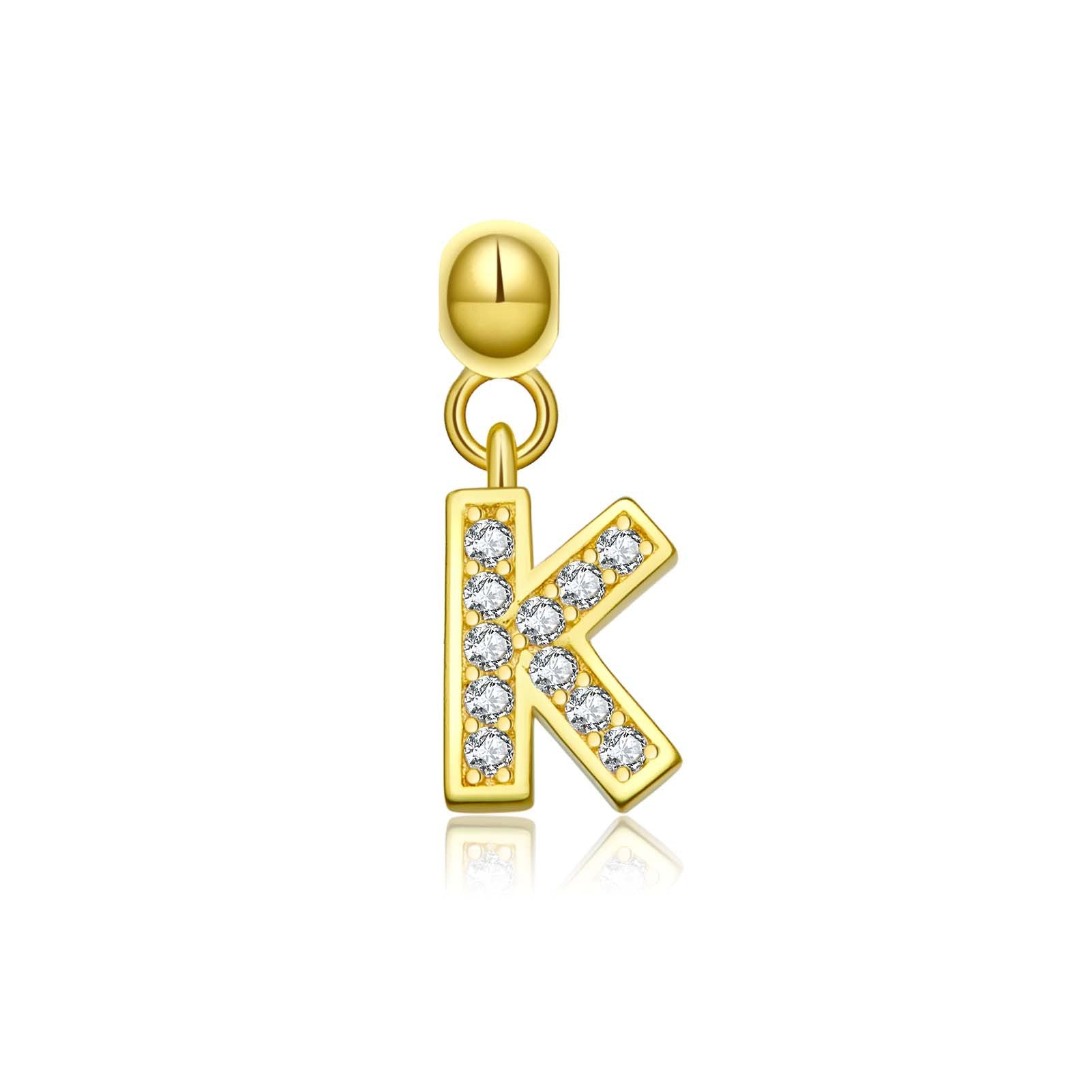 925 Sterling Silver CZ Initial Letter Charm Pendant 90200106