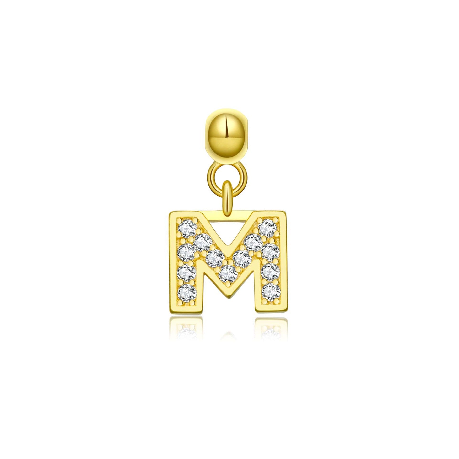 925 Sterling Silver CZ Initial Letter Charm Pendant 90200106