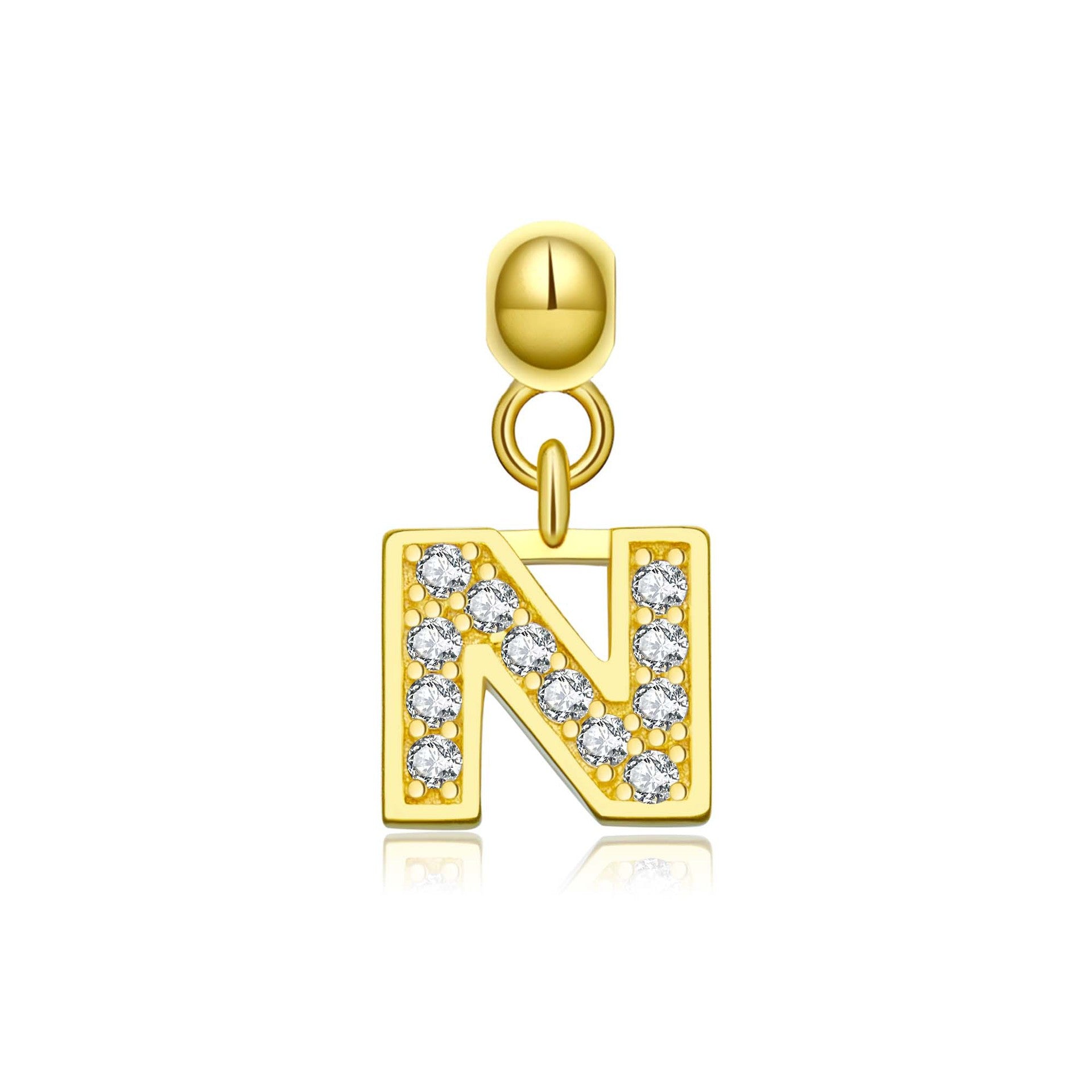 925 Sterling Silver CZ Initial Letter Charm Pendant 90200106