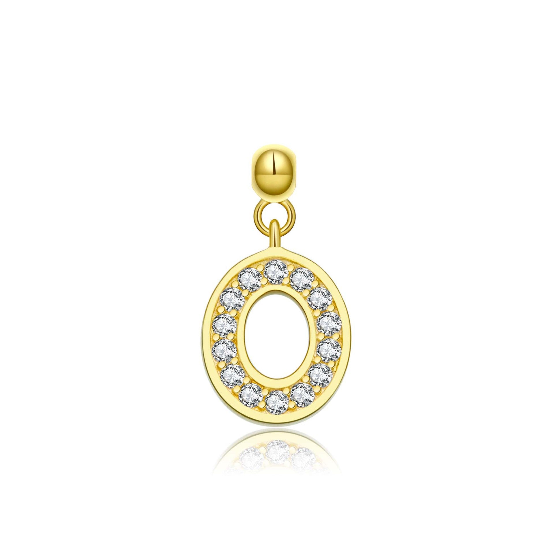 925 Sterling Silver CZ Initial Letter Charm Pendant 90200106