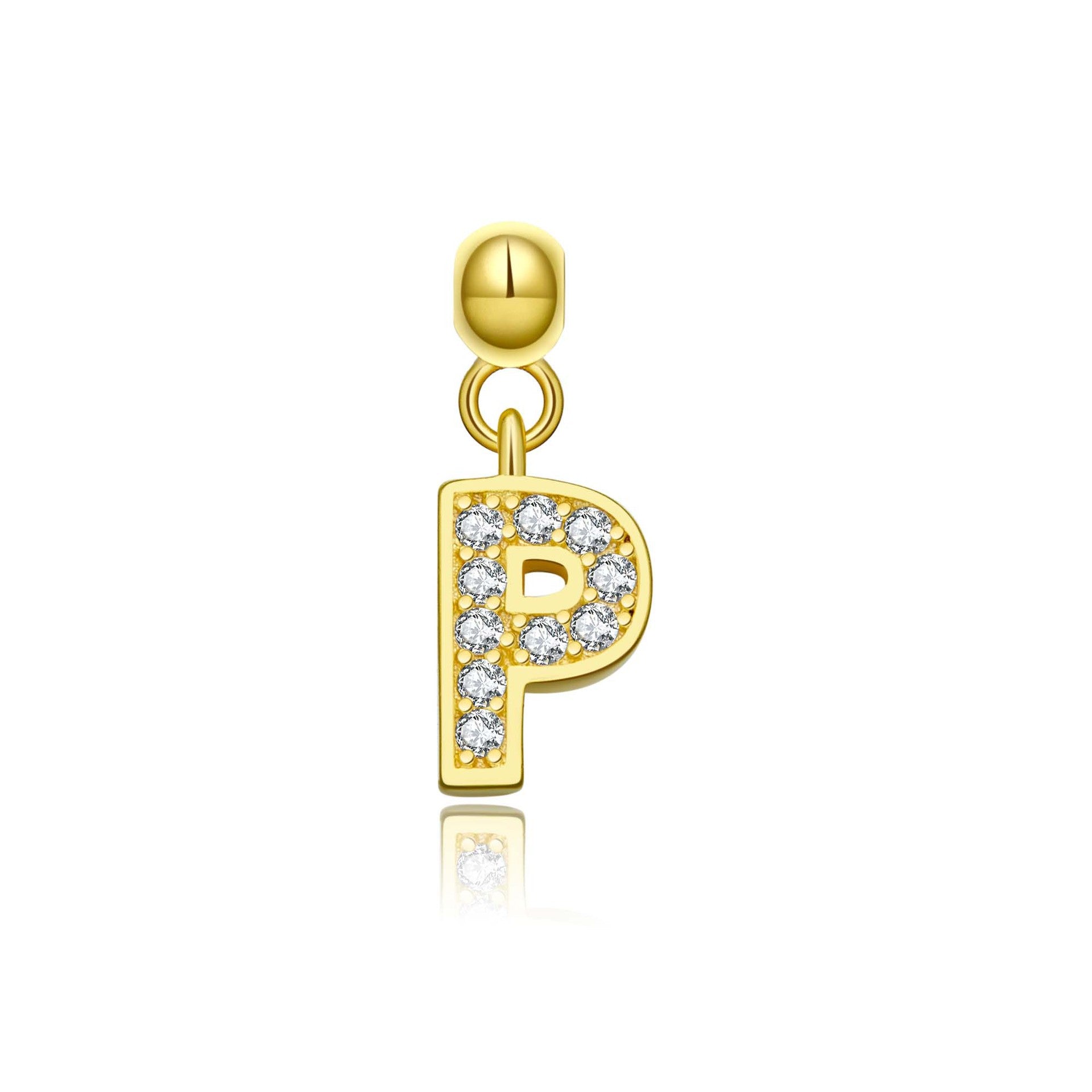 925 Sterling Silver CZ Initial Letter Charm Pendant 90200106
