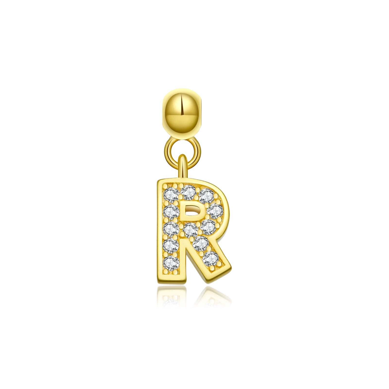 925 Sterling Silver CZ Initial Letter Charm Pendant 90200106