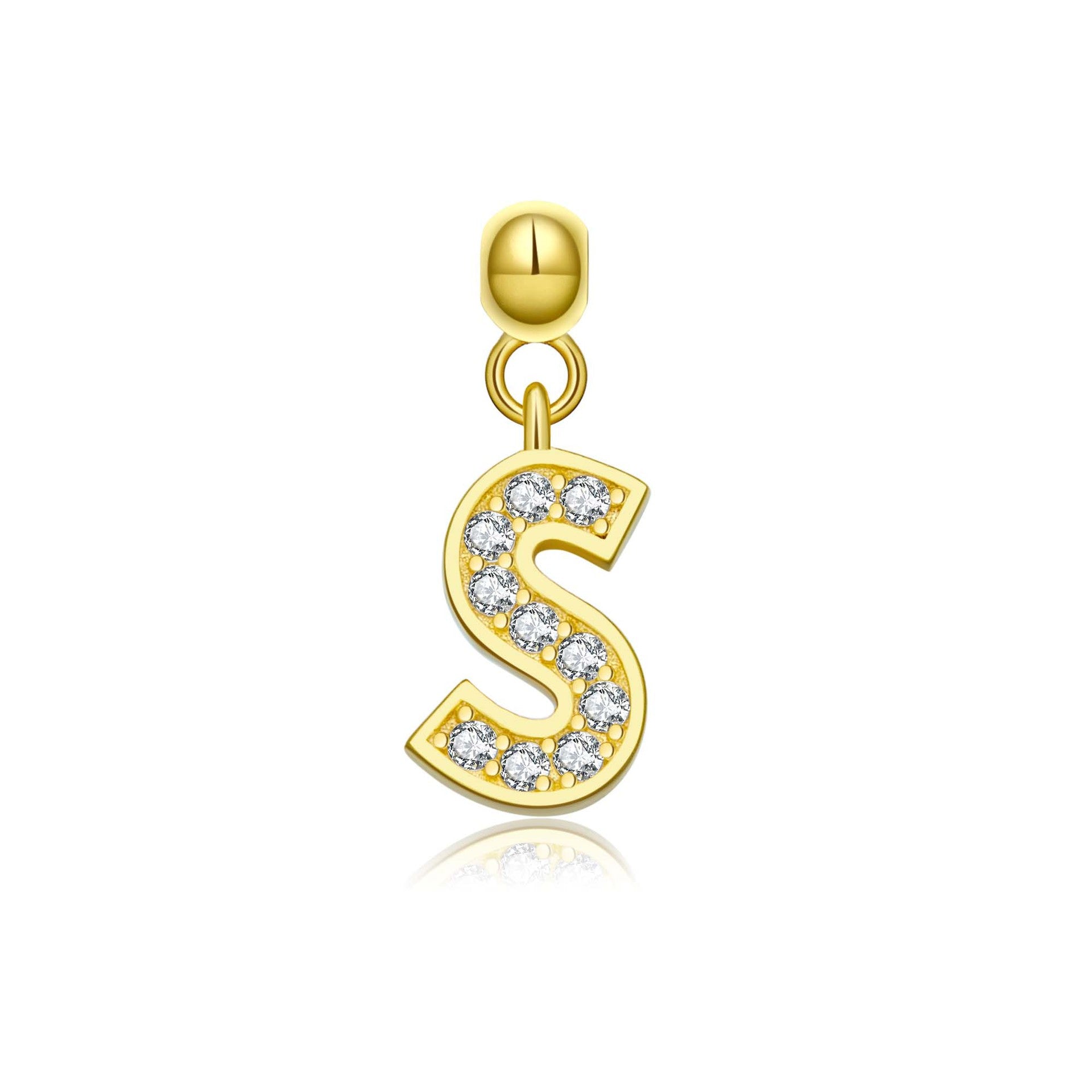 925 Sterling Silver CZ Initial Letter Charm Pendant 90200106