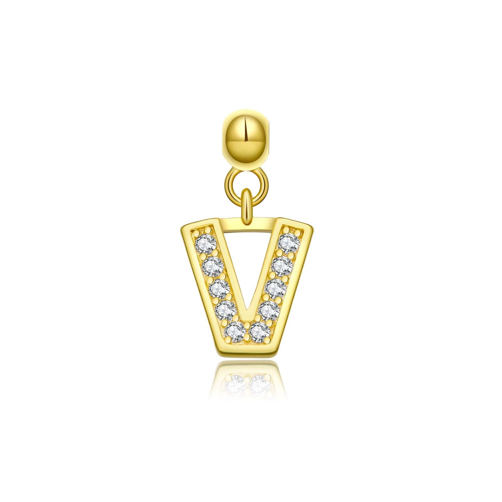 925 Sterling Silver CZ Initial Letter Charm Pendant 90200106