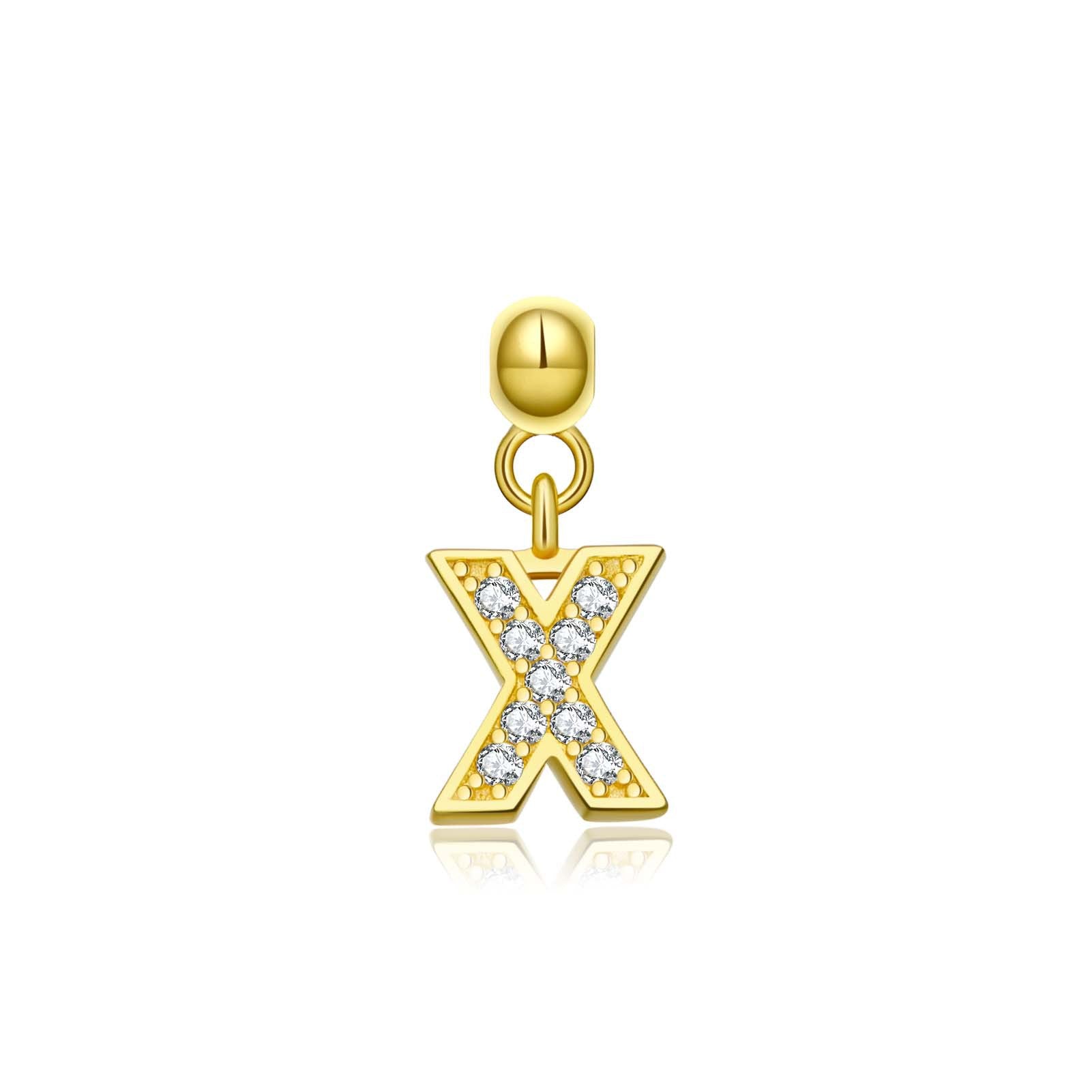 925 Sterling Silver CZ Initial Letter Charm Pendant 90200106