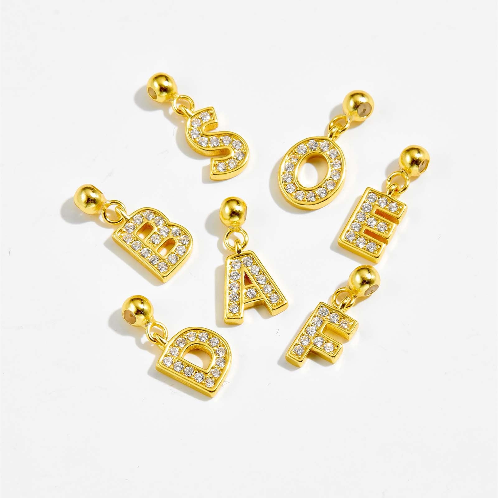 925 Sterling Silver CZ Initial Letter Charm Pendant 90200106