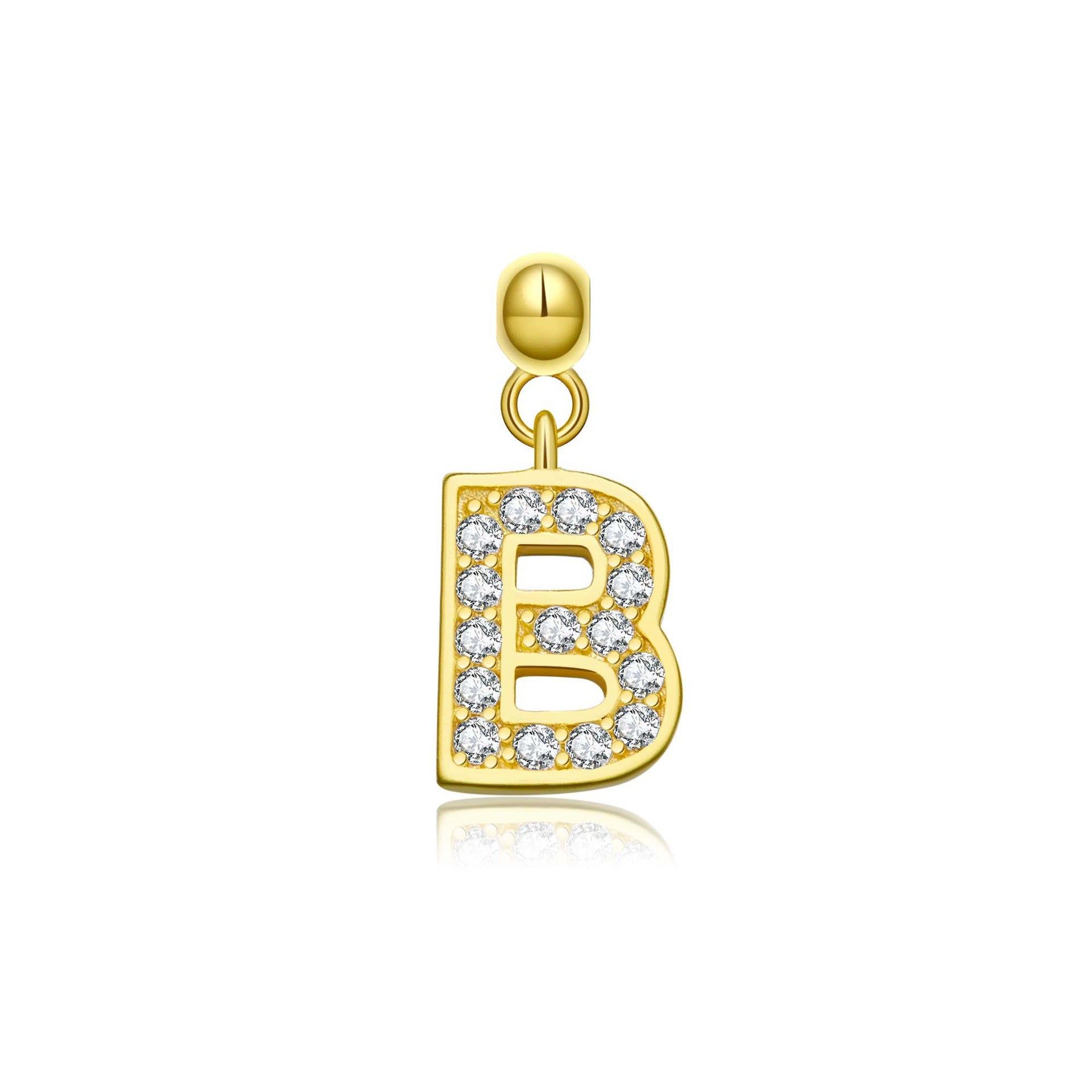 925 Sterling Silver CZ Initial Letter Charm Pendant 90200106