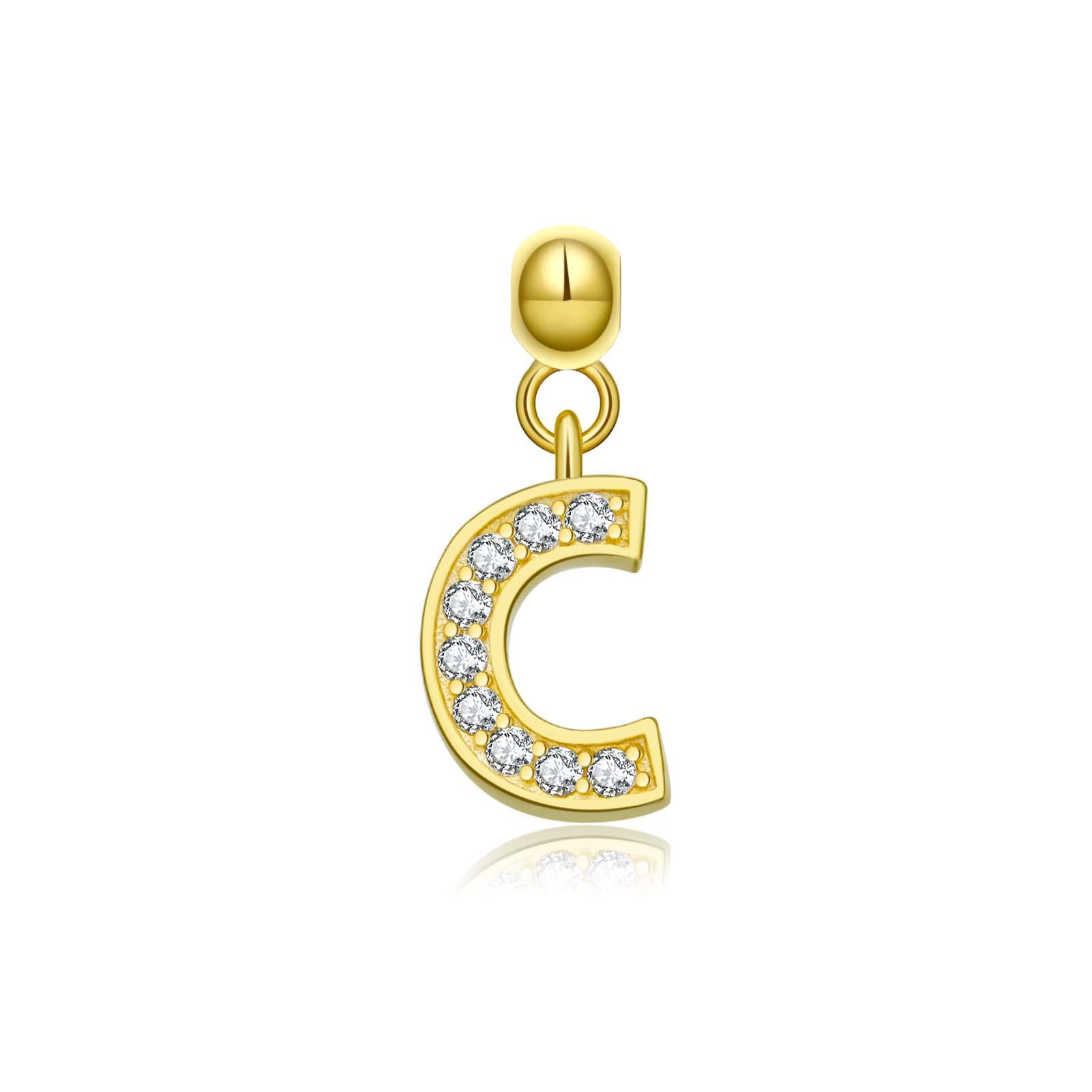 925 Sterling Silver CZ Initial Letter Charm Pendant 90200106