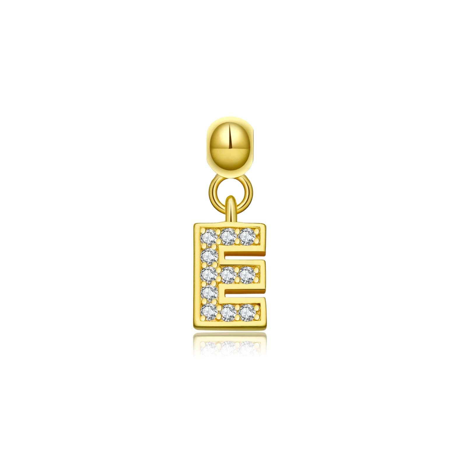 925 Sterling Silver CZ Initial Letter Charm Pendant 90200106