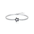 925 Sterling Silver Black Enamel Star Cut Zircon Tennis Bracelet 100100234