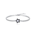 925 Sterling Silver Black Enamel Star Cut Zircon Tennis Bracelet 100100234