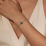 925 Sterling Silver Black Enamel Heart Cut Zircon Tennis Bracelet 100100235