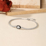 925 Sterling Silver Black Enamel Pear Cut Zircon Tennis Bracelet 100100236