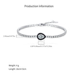 925 Sterling Silver Black Enamel Pear Cut Zircon Tennis Bracelet 100100236