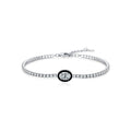 925 Sterling Silver Black Enamel Oval Cut Zircon Tennis Bracelet 100100237
