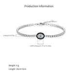 925 Sterling Silver Black Enamel Oval Cut Zircon Tennis Bracelet 100100237