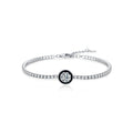 925 Sterling Silver Black Enamel Round Cut Zircon Tennis Bracelet 100100238