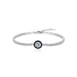 925 Sterling Silver Black Enamel Round Cut Zircon Tennis Bracelet 100100238
