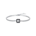 925 Sterling Silver Black Enamel Square Cut Zircon Tennis Bracelet 100100239