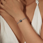 925 Sterling Silver Black Enamel Square Cut Zircon Tennis Bracelet 100100239