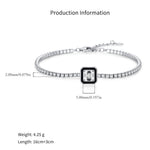 925 Sterling Silver Black Enamel Square Cut Zircon Tennis Bracelet 100100239
