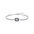 925 Sterling Silver Black Enamel Emerald Cut Zircon Tennis Bracelet 100100240