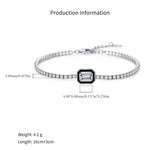 925 Sterling Silver Black Enamel Emerald Cut Zircon Tennis Bracelet 100100240